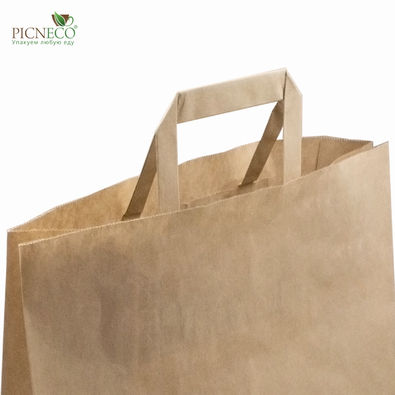 товар Бумажный крафт пакет с плоскими ручками, 320*200*370 мм KPP037